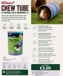 Natural vegetable parchment chew tube for dwarf rabbits, guinea pigs and small animals, measuring approximately 13cm in diameter and 23cm long.