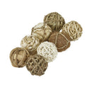 Eight assorted Rosewood Naturals Nature Fun Balls shown loose on a white background