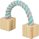 Trixie Playing Rope, 20cm cotton rope toy with two wooden blocks for rabbits and guinea pigs. Colours may vary.