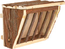 Wooden hay feeder with natural wood finish 